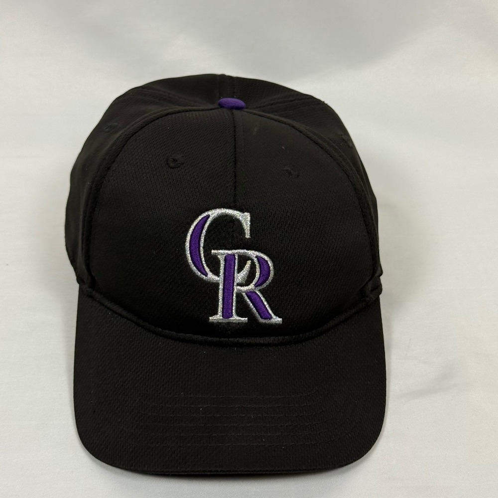 Colorado Rockies x OC Sports Logo Baseball Cap Black Purple OSFM Hook & Loop